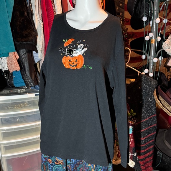 Designers Originals Black Halloween Long Sleeve Tee - Picture 1 of 3